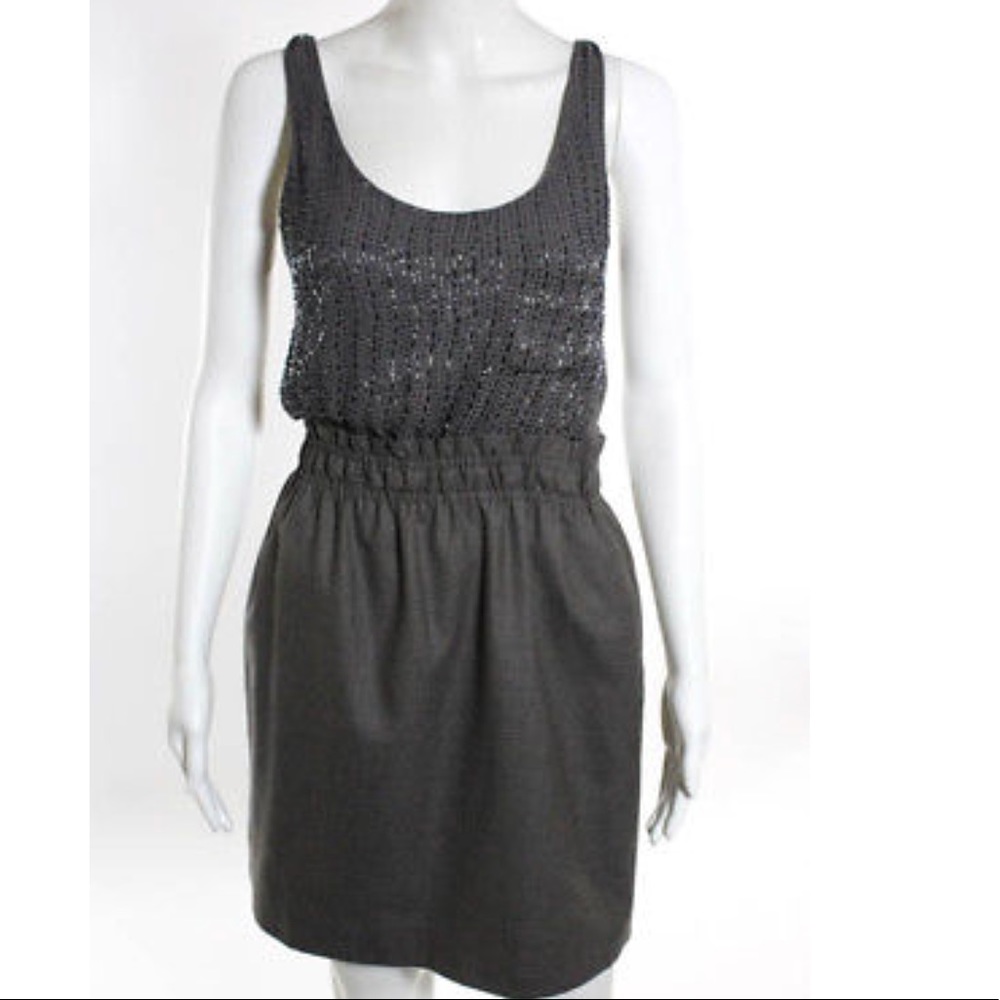J Crew Grey Silk & Wool Sequin Dress